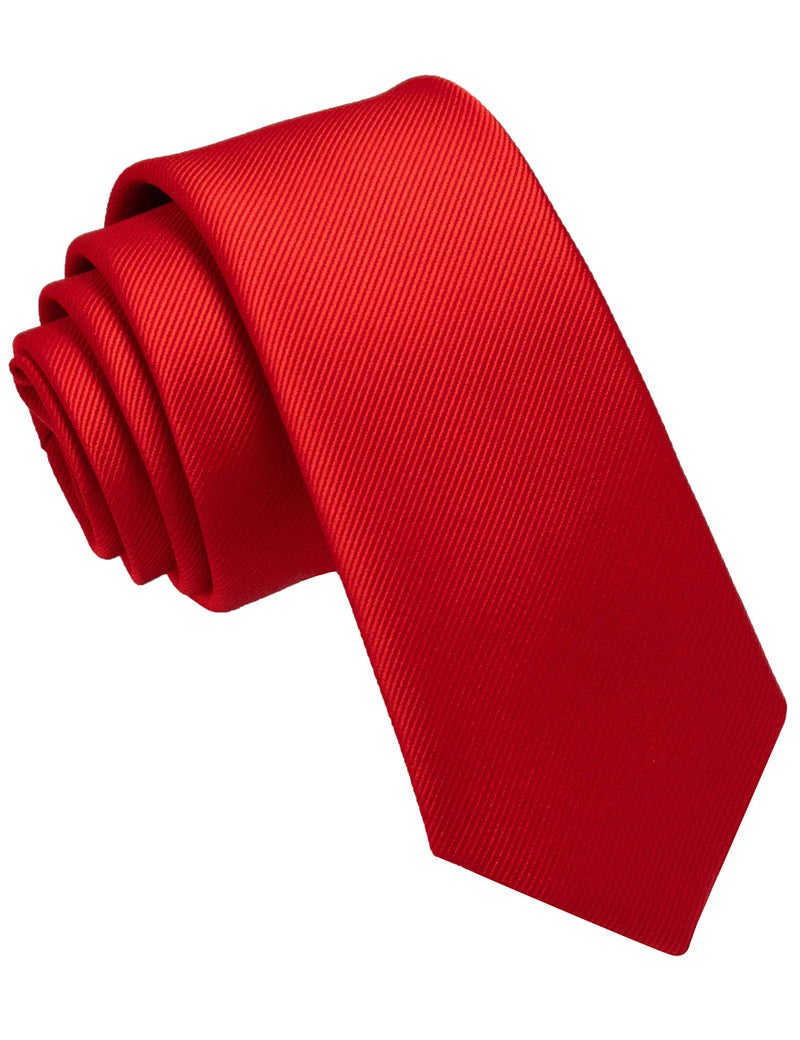 JEMYGINS 2.4" Red Tie Silk Skinny Ties for Men Slim Necktie(3) - Image 1